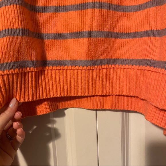 FP Movement by Free People Cropped Coral and Lavender Striped Sweater - Picture 7 of 13